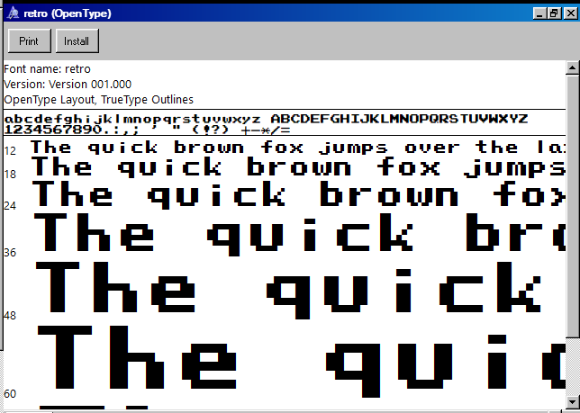 Screenshot of font preview
