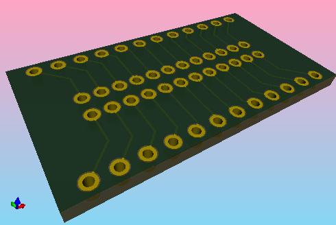 A 3d render of the SNES APU to protoboard adapter
